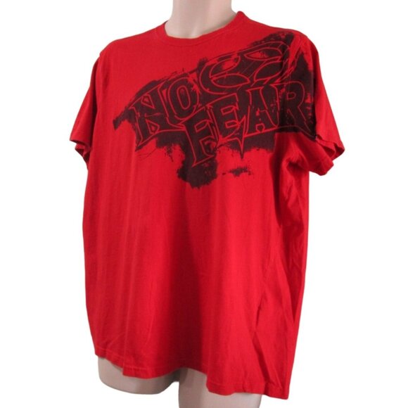 No Fear Graphic Red T Shirt XL Cotton Statement Tee - Picture 1 of 14